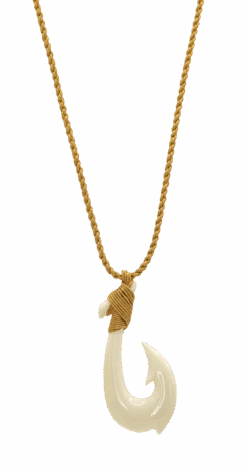 Island Edge® Shaped Bone Necklace: Fish Hook
