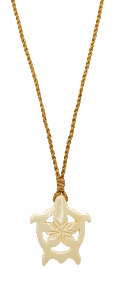 Island Edge® Shaped Bone Necklace: Hibiscus Honu