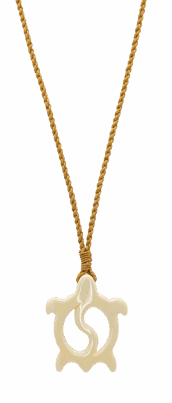 Island Edge® Shaped Bone Necklace: Yin Yang Honu