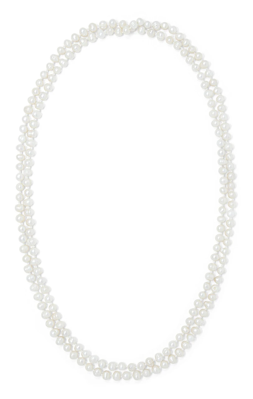 Freshwater Pearl Necklace 64": White 1 Freshwater Pearl Necklace 64": White