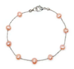Floating Freshwater Pearl Anklet: Coral