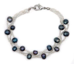 Twisted Torsade Freshwater Pearl Bracelet: Black