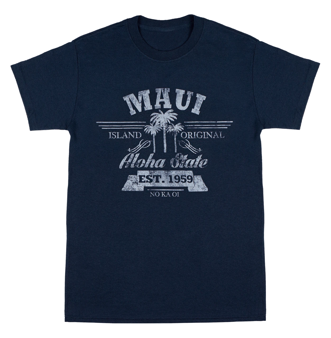 Crew Neck Tee - MAUI Aloha State: Navy 1 Crew Neck Tee - MAUI Aloha State: Navy