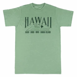 Crew Neck Tee - Islands Of Aloha: Green Heather