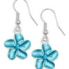 Single Plumeria Flower Earrings By Aloha 808: Aqua