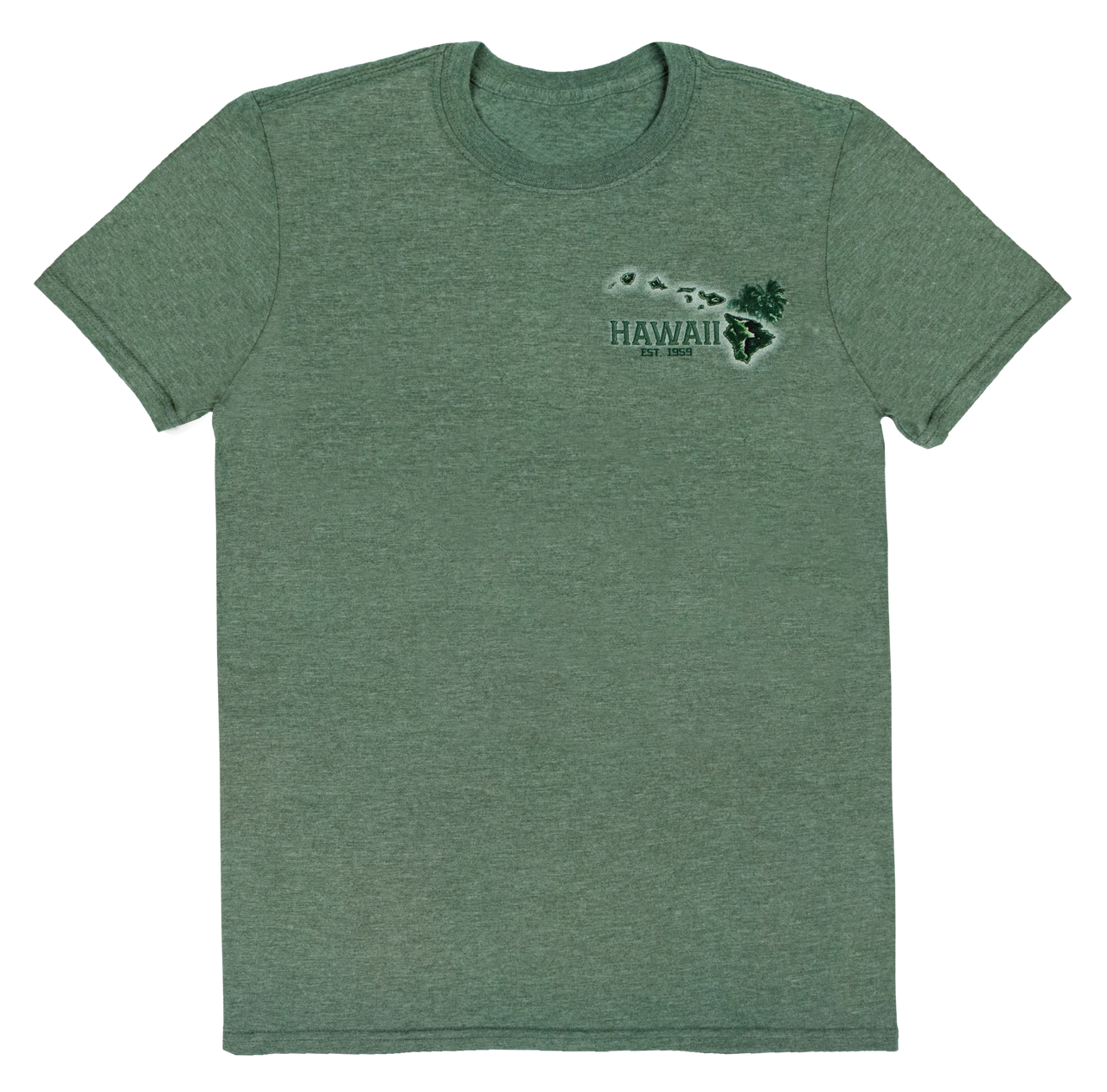 Crew Neck Tee - Palm Map: Green Heather 1 Crew Neck Tee - Palm Map: Green Heather