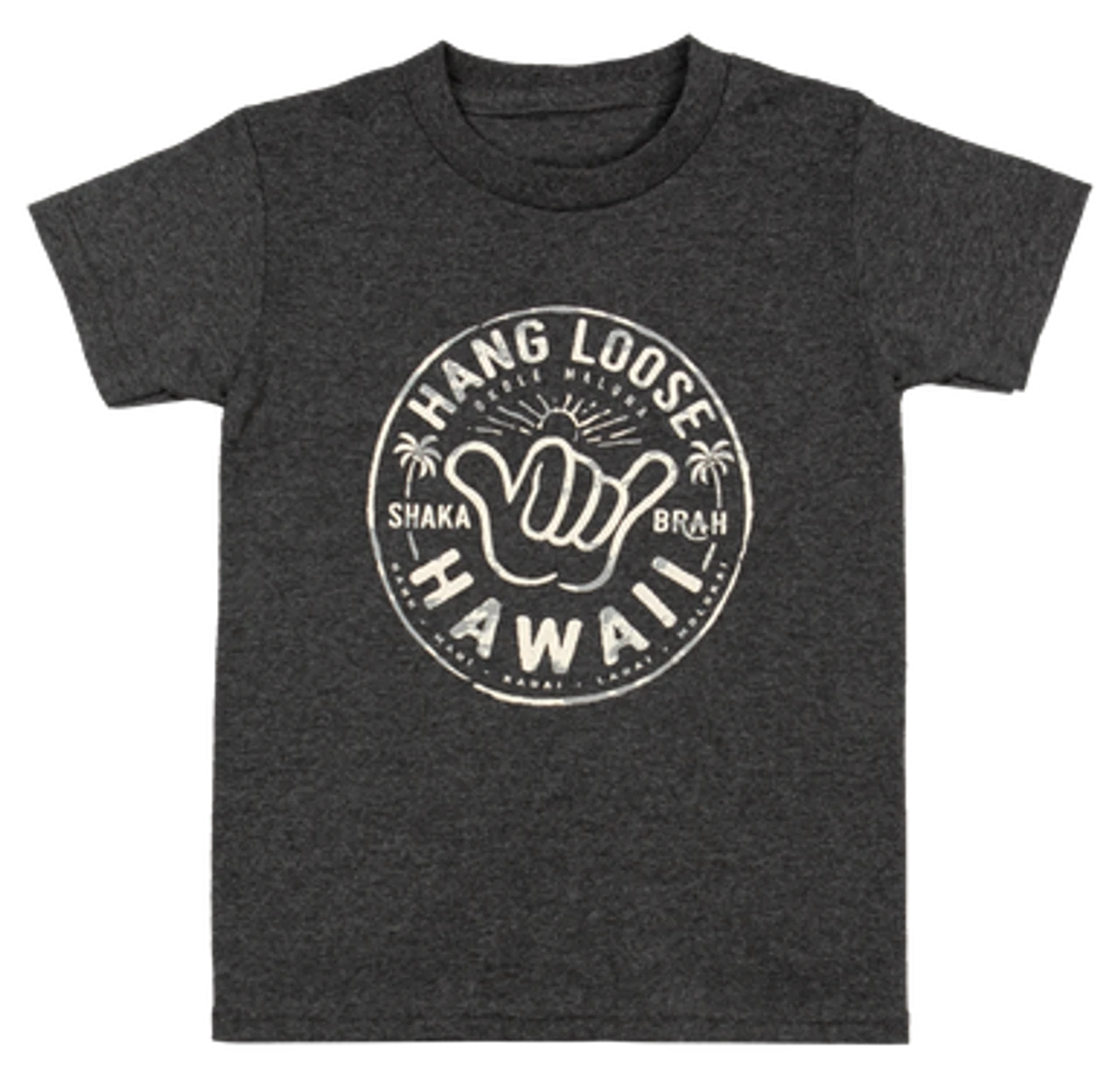 Hawaiian Performance Surfwear® Child's Tee - Shaka Brah: Charcoal Heather 1 Hawaiian Performance Surfwear® Child's Tee - Shaka Brah: Charcoal Heather