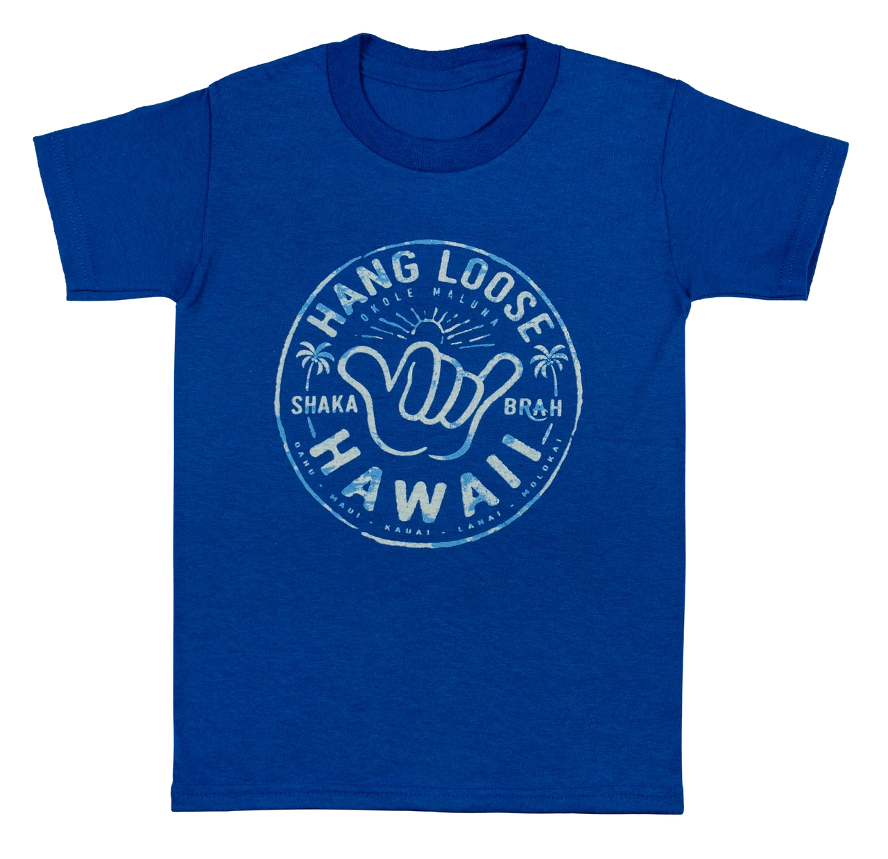 Hawaiian Performance Surfwear® Child's Tee - Shaka Brah: Royal Blue 1 Hawaiian Performance Surfwear® Child's Tee - Shaka Brah: Royal Blue