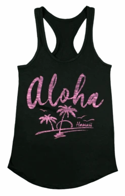 Island Girl® Racerback Tee - Aloha Palms: Black
