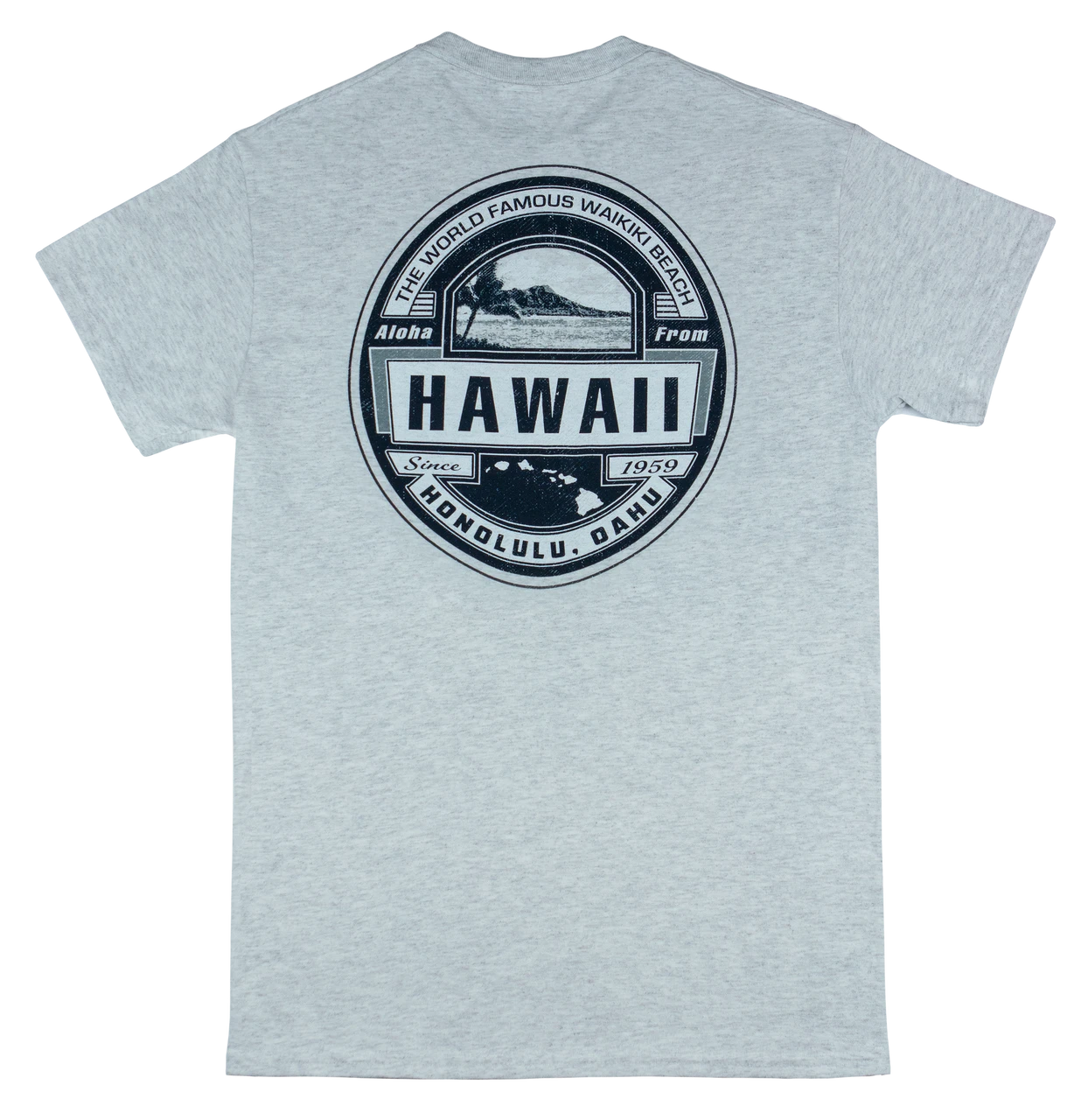 Crew Neck Tee - Waikiki Beach: Ash 2 Crew Neck Tee - Waikiki Beach: Ash - Image 2