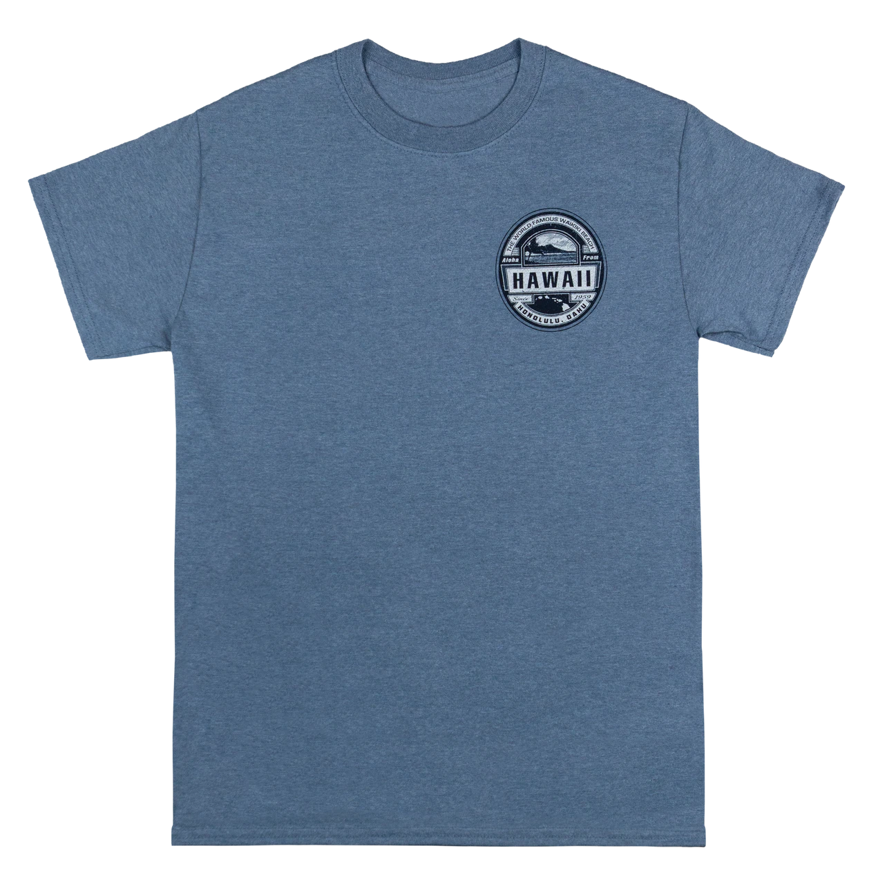 Crew Neck Tee - Waikiki Beach: Denim Heather 1 Crew Neck Tee - Waikiki Beach: Denim Heather