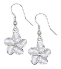 Single Plumeria Flower Earrings By Aloha 808: White