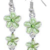 Triple Plumeria Flowers Earrings By Aloha 808: Green
