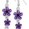 Triple Plumeria Flowers Earrings By Aloha 808: Purple
