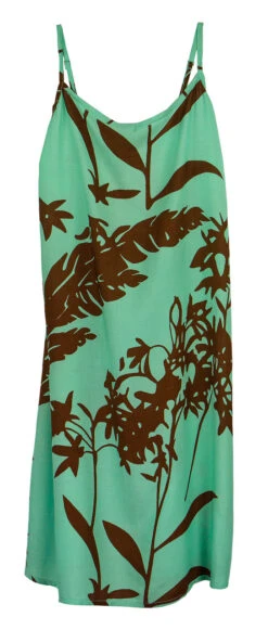 Napua Collection Sundress: Haleconia - Turquoise W/ Brown -Fashion Clothing Store 44761 HA Napua Sundress HaleconiaTurquoiseBrown Flat Front 66781.1707854423