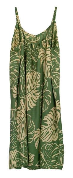 Napua Collection Sundress: Monstera Leaf - Olive W/ Tan -Fashion Clothing Store 44761 MO 1 1 Napua Sundress MonsteraLeafOliveTan Flat Back 90981.1707853633