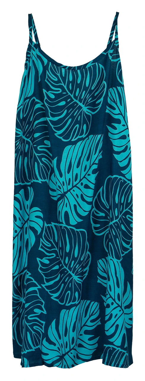 Napua Collection Sundress: Monstera Leaf - Navy W/ Blue 4 Napua Collection Sundress: Monstera Leaf - Navy W/ Blue - Image 4
