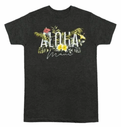 Ladies Crew Neck Tee - MAUI Garden: Charcoal Heather