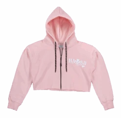 Robin Ruth® Cropped Sweatshirt Hoodie Zip Up - Kanaka Aloha: Dusty Rose