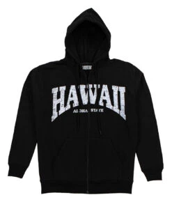 Robin Ruth® Sweatshirt Hoodie Zip Up - Hawaii Arch: Black