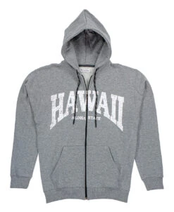 Robin Ruth® Sweatshirt Hoodie Zip Up - Hawaii Arch: Gray