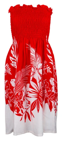 Ladies Elastic Tube Dress - Borders: Red