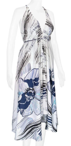 Robin Ruth® Maxi Dress: Hibiscus Canvas 19 Robin Ruth® Maxi Dress: Hibiscus Canvas -Fashion Clothing Store 68484 RRMaxiDress Halter HibiscusCanvas Model RightView 70254.1689792824