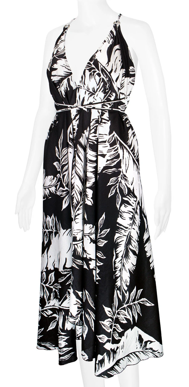 Robin Ruth® Maxi Dress: Monochrome Leaf 2 Robin Ruth® Maxi Dress: Monochrome Leaf - Image 2