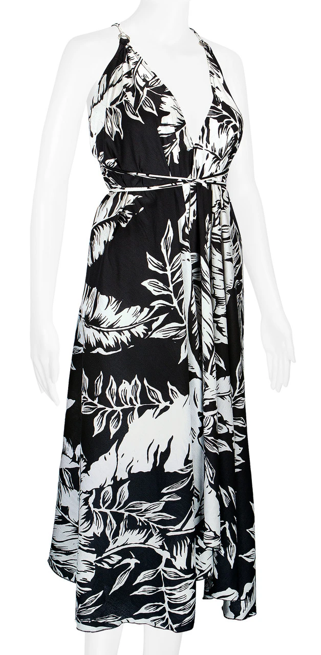 Robin Ruth® Maxi Dress: Monochrome Leaf 3 Robin Ruth® Maxi Dress: Monochrome Leaf - Image 3