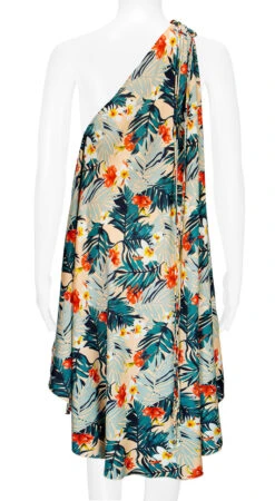 Robin Ruth® Maxi Dress: Hawaiian Blossom -Fashion Clothing Store 68484 RRMaxiDress Shoulder HawaiianBlossom Model Back 30173.1689792601