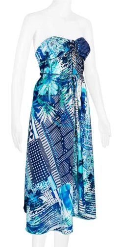 Robin Ruth® Maxi Dress: Blue Palm -Fashion Clothing Store 68484 RRMaxiDress Tube BluePalm Model RightView 53974.1689792096