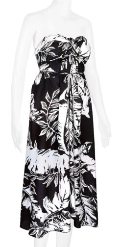 Robin Ruth® Maxi Dress: Monochrome Leaf 23 Robin Ruth® Maxi Dress: Monochrome Leaf -Fashion Clothing Store 68484 RRMaxiDress Tube MonochromeLeaf Model RightView 03383.1689793033