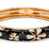 Medium Island Bangle - Flower Design: Black