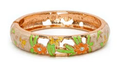 Large Island Bangle - Flower Design: Cream