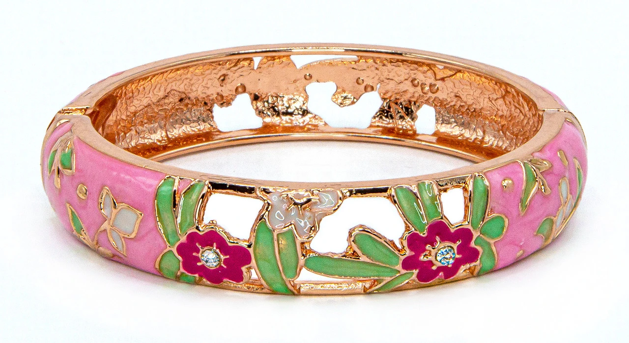 Large Island Bangle - Flower Design: Pink 1 Large Island Bangle - Flower Design: Pink