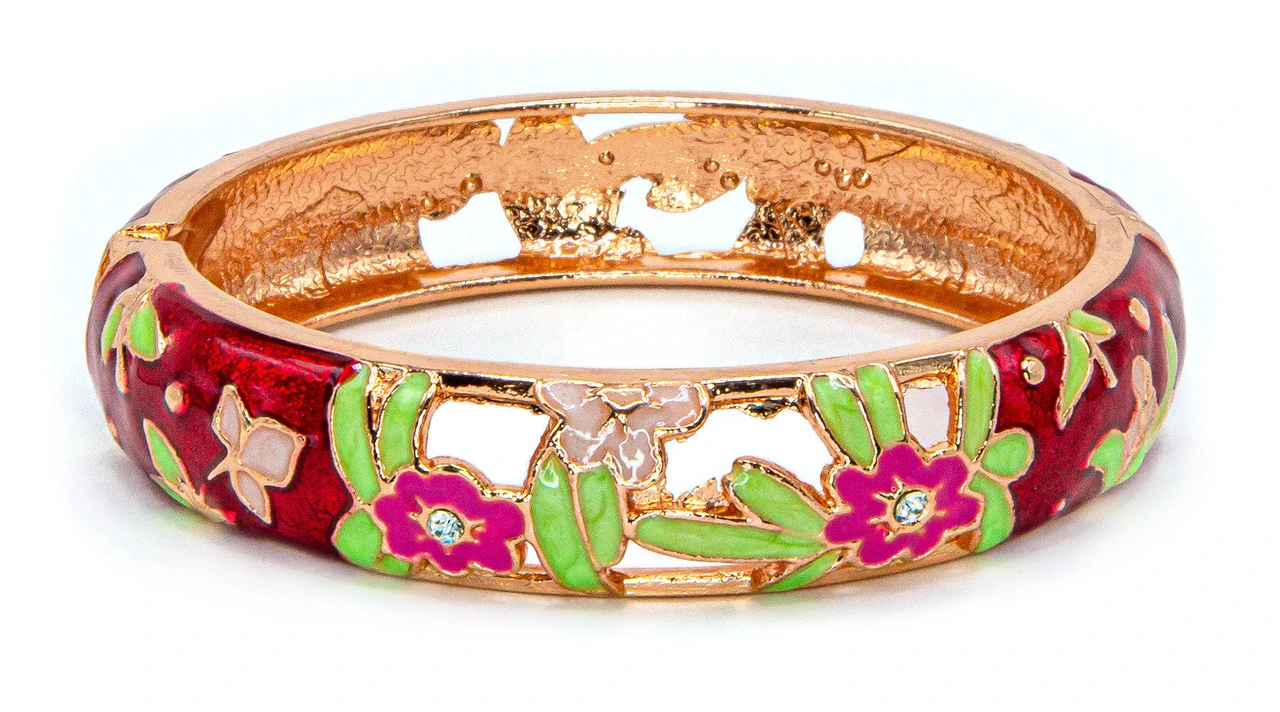 Large Island Bangle - Flower Design: Red 1 Large Island Bangle - Flower Design: Red