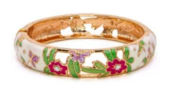 Large Island Bangle - Flower Design: White