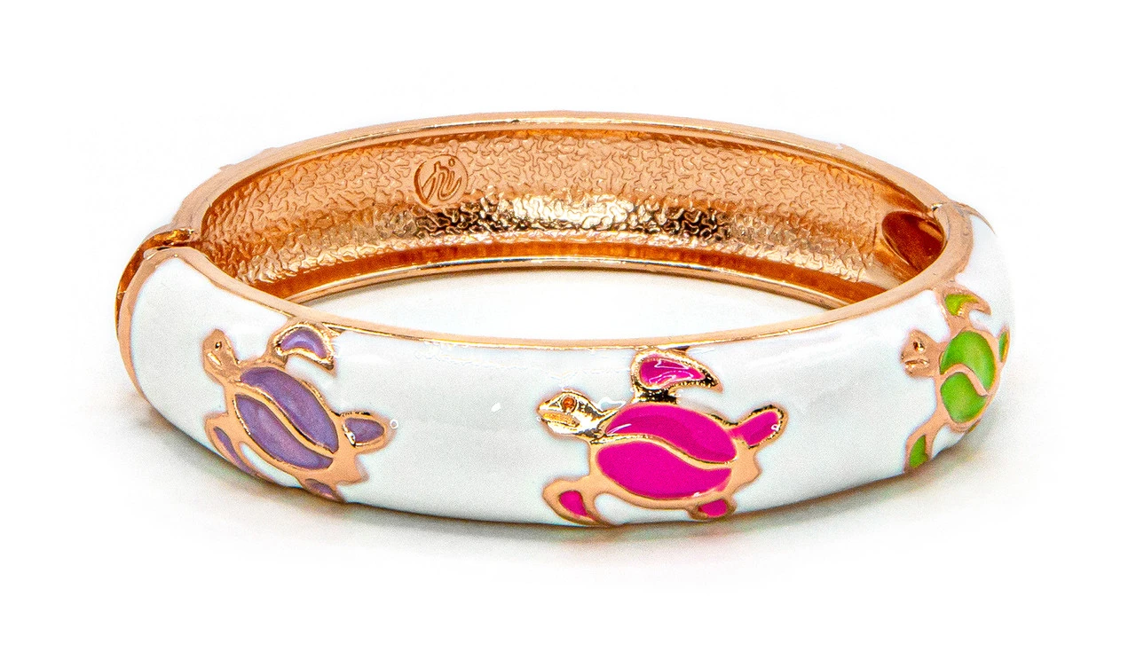 Large Island Bangle - Honu Design: White 1 Large Island Bangle - Honu Design: White