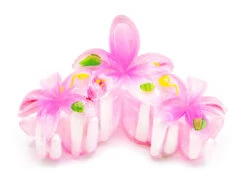 Painted Plumeria Trio Hair Clip: Light Pink
