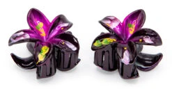 Painted Mini Plumeria Hair Clip Set: Dark Pink