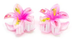 Painted Mini Plumeria Hair Clip Set: Light Pink