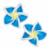 Small Plumeria Stud Earrings: Blue
