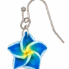 Small Plumeria Dangle Earrings: Blue