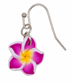 Small Plumeria Dangle Earrings: Purple
