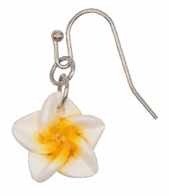 Small Plumeria Dangle Earrings: White