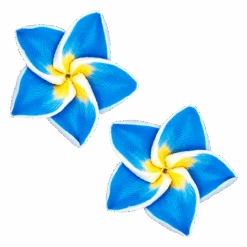 Medium Plumeria Stud Earrings: Blue