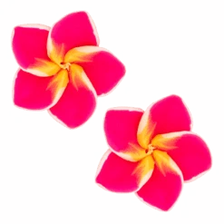 Medium Plumeria Stud Earrings: Pink