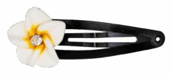 Small Plumeria Flower Snap Hair Pins: White