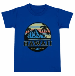 Hawaiian Performance Surfwear® Child's Tee - Tropical Sunset: Royal Blue