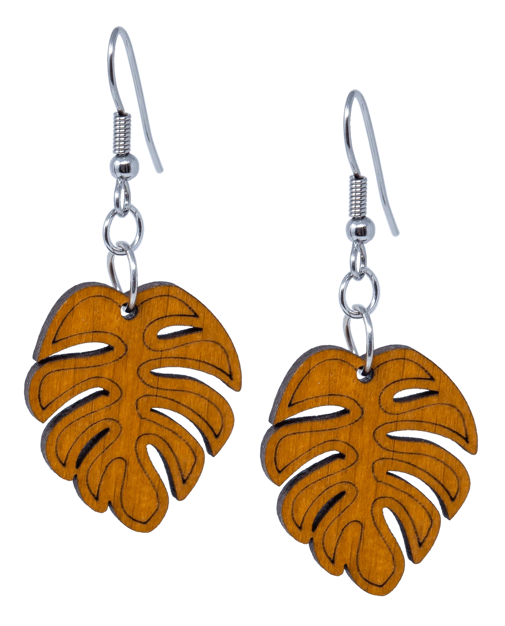 Island Edge® Medium Dangle Earrings: Monstera Leaf 1 Island Edge® Medium Dangle Earrings: Monstera Leaf